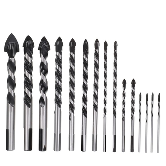 15pcs Ceramic Triangular Drill Black Outfit Cement Mixer Tile Drill Bits Concrete core Drill bit Drill Bit for Ceramic Hammer Drill for Concrete Diamond Steel Marble Masonry