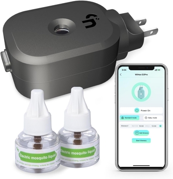 Q5 Mosquito Repellent Indoor Use, Bluetooth APP Control Electronic Mosquito Repeller Plug in, with 2-Pack 280 Hr Repellent Refills, Highly Effective, for Home, Bedroom, Office, Kitchen (Black)