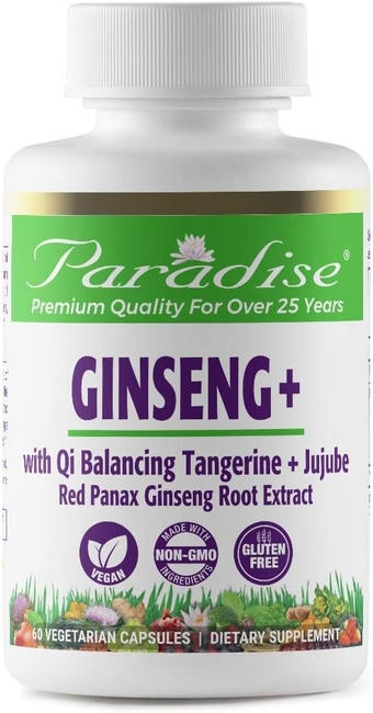 Ginseng Root Extract for Energy & Well-Being, Vegan, Non GMO, Gluten Free, Vitamin B1, B2 & B12, 60 Capsules
