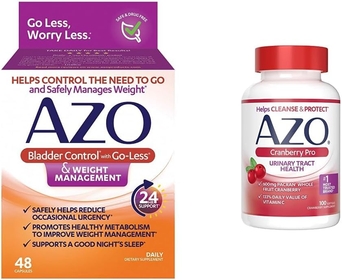 Bladder Control with Go-Less & Weight Management Dietary Supplement, 48 Count + Cranberry Pro Urinary Tract Health Supplement 600mg PACRAN, 1 Serving = More Than 1 Glass of Cranberry Juice 100 CT