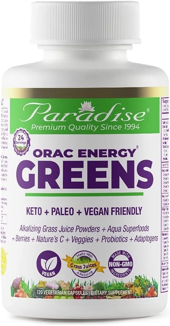 ORAC Energy Greens Capsules, Keto, Paleo and Vegan Friendly, Gluten Free, Non-GMO, 120 Vegetarian Capsules