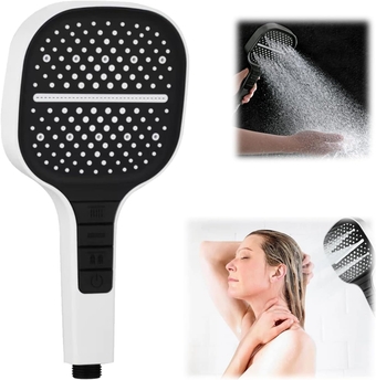 8-Speed Oversized Panel Pressurized Shower Head, Shower Heads With Handheld Spray Combo, High Pressure Water Saving Showerhead with Filter Beads with 8 Spray Modes (White)