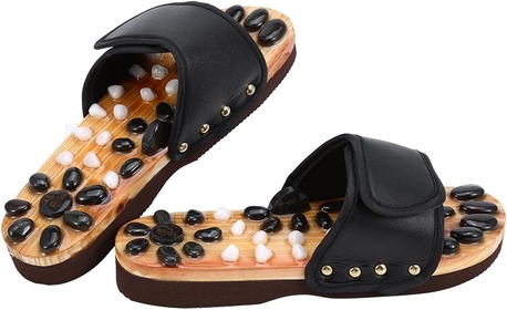 Foot Massage Shoes - Cobblestone Shoes - Naturopathy Foot Massage Slippers - Stimulated Pressure Points, Boosts Health and Wellbeing for Men and Women (40-Black)