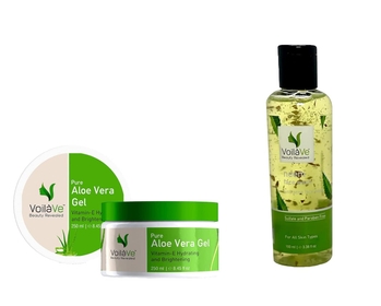 Pure Aloe Vera Gel with Aloe Vera Face Wash with Anti Aging Neem Crush, Hydrating Facial Cleansing Gel for Sunburn Relief, Acne, Skin Care