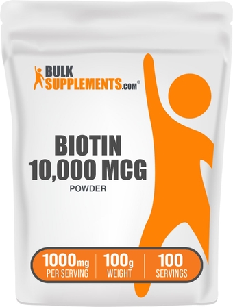 Biotin 10000mcg Powder - Biotin Powder, Biotin Supplement, Biotin Vitamins for Hair Skin and Nails - Gluten Free, 1000mg per Serving (10mg Biotin), 100g (3.5 oz)