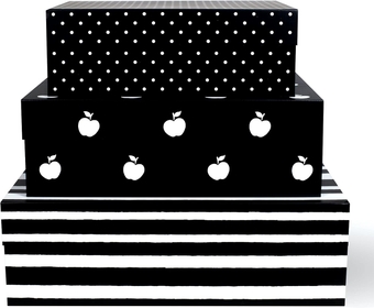 Decorative Storage Boxes with Lids, 3 Pack Sturdy Organizer Storage Bins, Includes Small Medium Large Pink Nesting Boxes with Magnetic Closure, Dots and Stripes