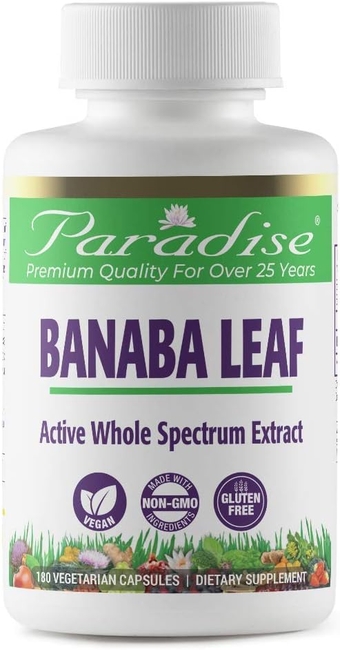 Banaba Leaf Extract, 250mg Vegan Supplement, Non GMO, Gluten Free, 180 Vegetarian Capsules