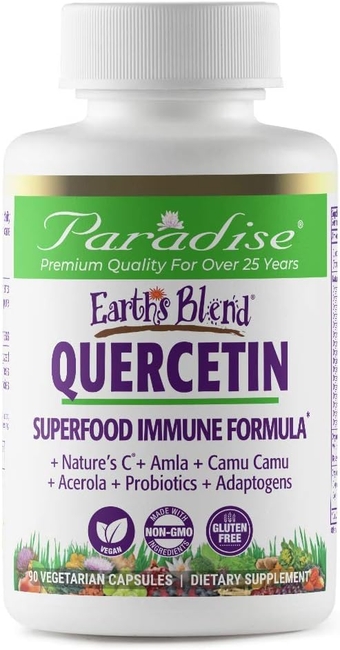 Earth's Blend Quercetin, Probiotics, Adaptogens, Vegan, Non GMO, Gluten Free, 90 Vegetarian Capsules