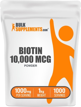 Biotin 10000mcg Powder - Biotin Powder, Biotin Supplement, Biotin Vitamins for Hair Skin and Nails - Gluten Free, 1000mg per Serving (10mg Biotin), 1kg (2.2 lbs)