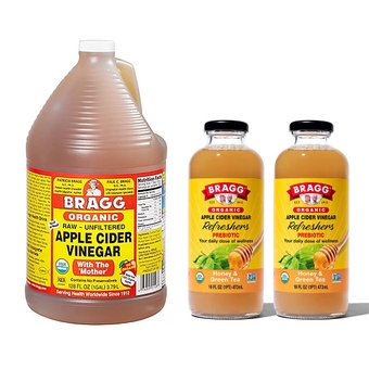 Organic Apple Cider Vinegar With the Mother 128 ounce and  Organic Honey Green Tea Vinegar Drink 16 Oz Pack of 2 Bundle