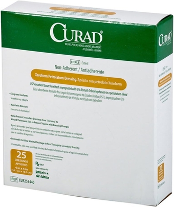 Medline CUR251272W  Overwrap Petrolatum Gauze, Sterile, 1/2" Width, 72" Length, Pack of 72