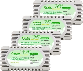 4Packs Refrigerator Deodorizer(60g Each Pack)，  Odor Eliminator for Fridges Freezers Coolers & Lunch Boxes, Bamboo Activated Charcoal Fridge Deodorizer, More Effective Than Baking Soda