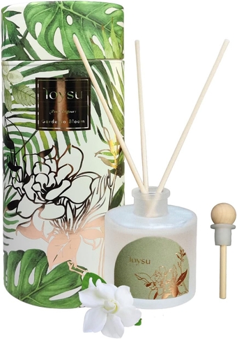 Reed Diffuser Set Car Air Freshener, Gardenia Scented Sticks Diffuser 4.23 oz /120ml with 6 Reeds Sticks, Aromatherapy Oil Diffuser Reeds for Home Fragrance Office Bathroom Shelf Decor