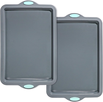 Silicone Sheet Cake Pan, 14 Inch Silicone Sheet Pans 2 Pack Cookie Sheet Jelly Roll Pan Rectangular Cooking Sheet Baking Trays for Oven