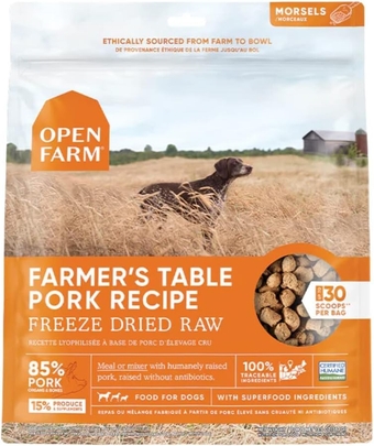 Freeze Dried Raw Dog Food, Humanely Raised Meat Recipe with Non-GMO Superfoods and No Artificial Flavors or Preservatives (13.5 Ounce (Pack of 1), er's Table Pork)