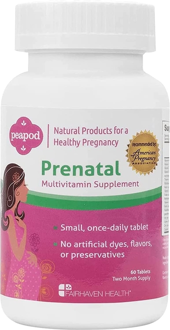 Peapod Prenatal Multivitamins, Essential for Women Trying to Conceive to Support Pregnancy & Baby , Includes Iron, Vitamin C and Folic Acid, Take Daily, Easy to Swallow Pill (2 Month Supply)