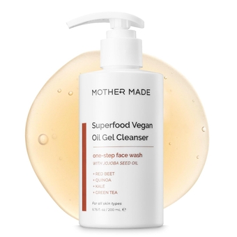 Superfood Hydrating Vegan Oil Gel Face Wash, 6.76 fl.oz | Daily Gentle Cleanser for Sensitive Skin with Natural Oils and Lactic Acid, pH Balancing, Makeup Removing, Korean Skin Care