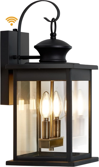 Outdoor Lights Wall Mount, Dusk To Dawn Exterior Light Fixture ,100% Anti-rust Aluminum Waterproof Porch Light Outside Wall Lights For House, Black Wall Sconce Lanterns With Tempered Glass Shade