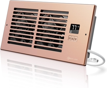 Register Booster Fan, Quiet AC Vent Fan with Thermostat Control, Heating Cooling Register Booster Fan Fits 4” x 10” Register Holes, Brown