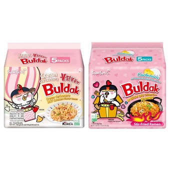 Samyang Buldak Spicy Ramen, Hot Chicken Ramen, Korean Stir-Fried Instant Noodle, Cream Carbonara and Carbo Cheese, (Pack of 10)