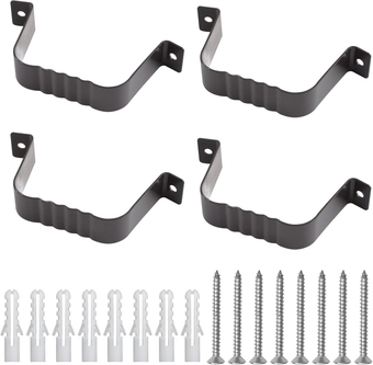 Downspout Straps, 4 Pcs Aluminium Alloy Downspout Gutter Adapter Square Downpipe Brackets Stand Off Downpipe Clips for Fixing 45 x 80 mm Downpipes (Black)