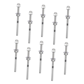 10pcs Wire Rope Terminal Wire Rope Tension Tool Threaded Stud End Stair Deck Railing Tensioner Porch Railing Thread Kit Stainless Swage Tensioner Stainless Steel Cable Connector