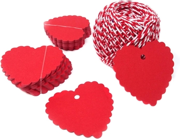 Honbay 100PCS Love Heart Kraft Paper Gift Tags Blank Hanging Tags with String Clothing Price Tags Wedding Party Tags Christmas Tree Tags Bookmarks Tags