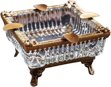 Home Ashtrays Cigarette Ashtray Imported Brass Crystal Glass Handmade Cigar Ashtray Pure Copper Ashtray for Home Office Decor Gift for Indoor or Outdoor