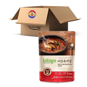 [BIBIGO CJ] HMR Korean Traditional Soup and Stew Variety Box KIMCHI STEW/SPICY MUSHROOM/SEAWEED SOUP/SPROUT POLLACK SOUP (Spicy Mushroom, Set of 8)