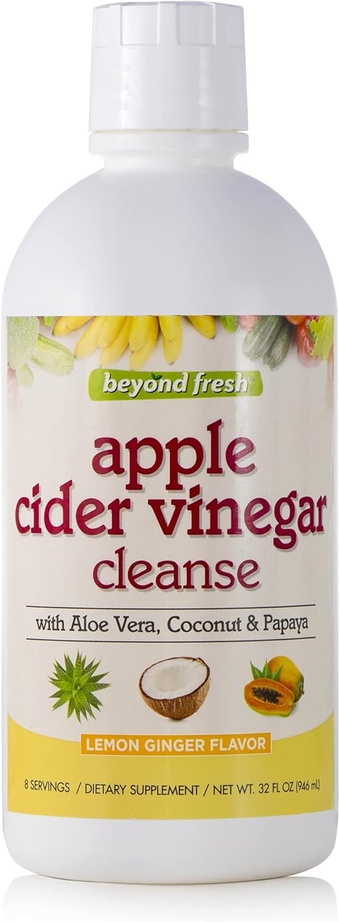 Apple Cider Vinegar Cleanse, Promotes Gut Health, Excellent Source of Fiber, Lemon Ginger Flavor, 32 Fl Ounce, Multi Color
