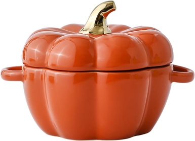 Casserole Dish,Cute Pumpkin Bowl with Lid, Household Ceramic Soup Pot, High Temperature Resistance, Dessert Fruit Bowl,Oven Safe Soup Bowls for Stew Chili Cheese Pot Pie Casseroles,Orange