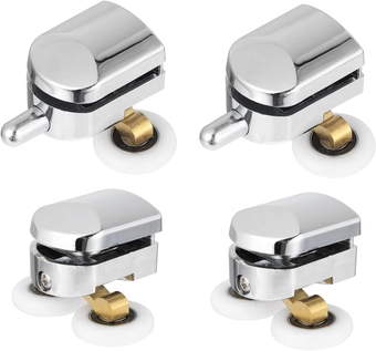 1 Set Shower Room Pulley Shower Door Top Bracket Shower Door Bottom Rollers Glass Shower Door Roller Door Replacement Parts Hanging Wheel Electroplating Plastic Alloy Bathroom Door