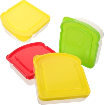 4Pcs little containers with lids clear bread saver sandwich box toast Organizer fresh bread storage container sandwich containers for lunch boxes Storage Box child fruit re-usable