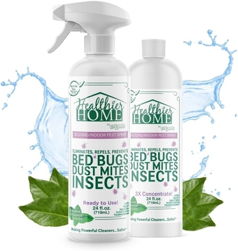 Insect and Pest Control for Home, Bedding and Indoor: Plant-Based Ant, Bed Bug, Dust Mite, Spider and More - Mint Scent 2-Pack, 24 Oz R2U, 24oz 3X Concentrate