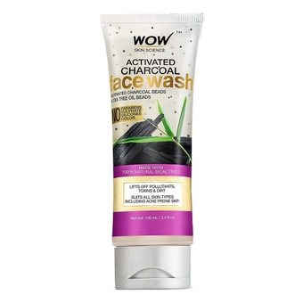 WOW   Activated Charcoal Face Wash - Deep Cleanser For Normal, Dry, Oily  & Acne Pore Minimizer, Men, Women - Daily Facial Wash, Exfoliating Moisturizer - Sulfate, Paraben Free - 100ml
