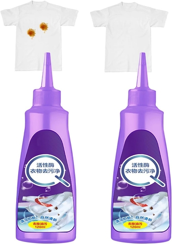 2PCS Active Enzyme Laundry Stain Remover,Fast Stain Remover Laundry Stain Remover,Stubborn Stains Cleaner,Clothes Oil Stain Remover,Active Enzymatic Laundry Cleaning-White Shirt Guardian