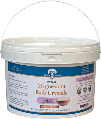 HEALTH  WISDOM Magnesium Flakes - 5.5 lbs | Epsom Salt | Pure Magnesium Chloride Salt | Tension, Aches  Stiff Muscle Support | Natural Bath Salt