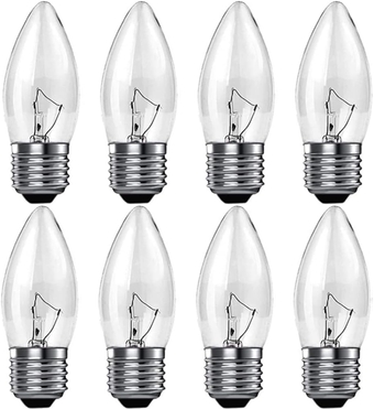 40W Incandescent Torpedo Tip Chandelier,Transparent Candle Light Bulbs for Chandeliers, Ceiling Fan Lights, Incandescent Clear Dimmable Light Bulbs and Medium E26 Base (8)