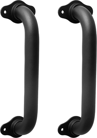 1 FT Metal Short Handrail for Indoor Stairs 2 Pack - Pipe Wall Handrial for Garag Basemnet Steps, Outdoor Deck Hand Rail, Iron Banister Railing, Door Pull Handle (Matte Black)