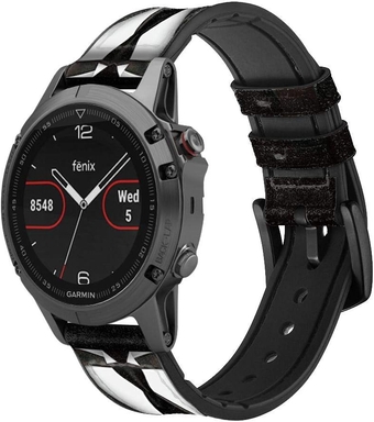 CA0818 Men Suit Leather & Silicone Smart Watch Band Strap for Garmin Approach S40, Forerunner 245/245/645/645, Venu Vivoactive Vivomove Size (20mm)