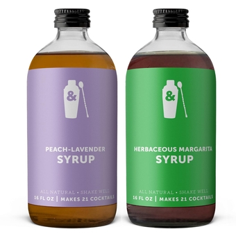&  16oz Peach Lavender Syrup + 16oz Herbaceous Margarita Syrup Perfectly Flavored Syrups for Drinks, Cocktail Mixers, Mocktails, Non-Alcoholic Drinks, Tea, Soda, Lemonade