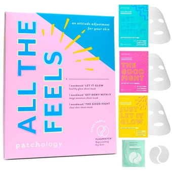 "All the Feels Sheet Masks - Hydrating Face Masks for dry skin and blotchy redness. Facial Sheet Mask Skincare Treatment to reduce puffiness, redness and wrinkles (3 Piece Set)