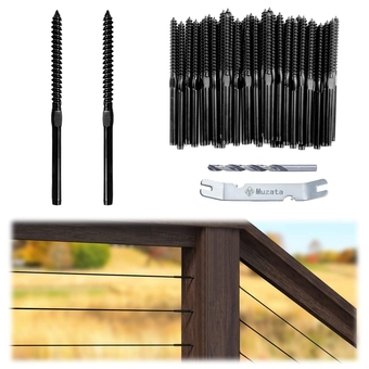 100Pack 1/8" Black Swage Lag Screws Left & Right Cable Railing Hardware Kit Handed Thread for Wood Post T316 Stainless Steel Stair Deck WoodBudget System 50 Pairs CK17