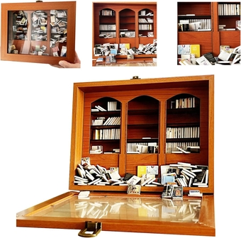 Anxiety Bookshelf Ornament, Shake Bookshelf Shake Away Your Anxiety, Gifts For Book Lovers, Miniature Book Library(with 200PCS Mini Books), For Home Room Living Room Office Decor Mini Bookshelf