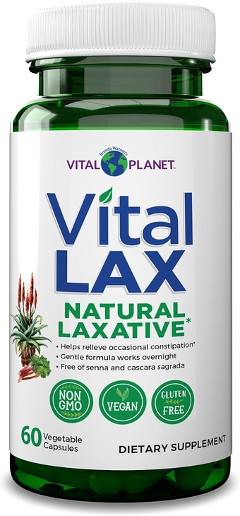 -  Lax Natural Laxative Colon Cleanse Supplement for Occasional Constipation, with Magnesium Hydroxide, Slippery Elm, and Aloe Vera to Support Bowel Regularity 60 Capsules
