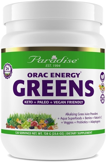 ORAC Energy Greens, Organic Alkalizing Grass Juice Powder, Gluten Free, Keto, Paleo, Vegan, 25.6 Ounces, 120 Servings
