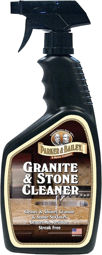 PARKER & BAILEY Granite & Stone Cleaner - Granite Countertop Cleaner Kitchen Island Cleaning Spray Marble Cleaner Tile Cleaner Slate Quartz Daily Granite Cleaner Bathroom Counter Cleaner -White, 24 Oz