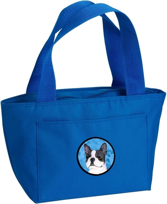 SS4792-BU-8808 Blue Boston Terrier Lunch Bag Insulated Lunch Box Tote Bag for Women Adult Men, Reusable, Large, Multicolor