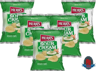 Herr`s Sour Cream and Onion Potato Chips, 1OZ (Curated by  Snacks 24 Bags Value Pack)