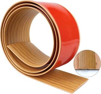 Floor Transition Strip 1.57" Self Adhesive Flat Vinyl Flooring Transitions Strip with Strong Backing Wood Grain 4cm, 3.28FT, Brown Wood Grain